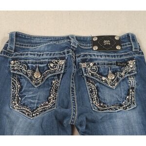 Miss Me Jeans Womens 29 Blue Boot Cut Bling Embroidered Western Cowgirl